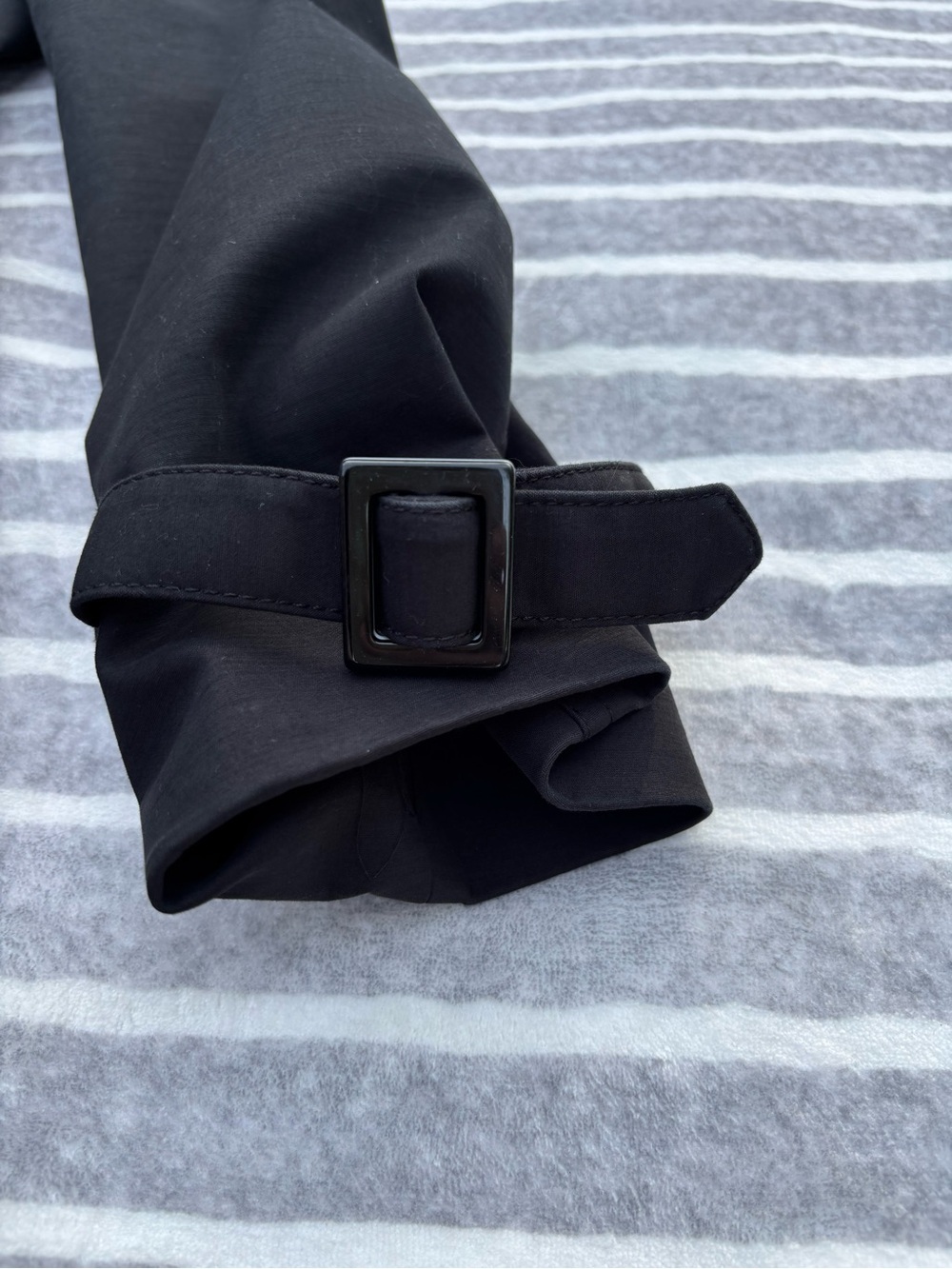 Jones New York Trench Coat, Black and White, Double-Breasted, Belted, Large - Picture 7 of 15
